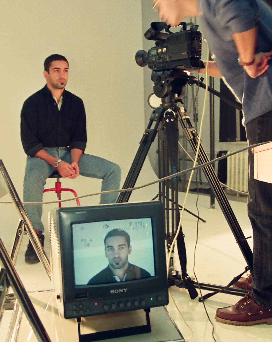 Camera crew filming an interview, FADA archive